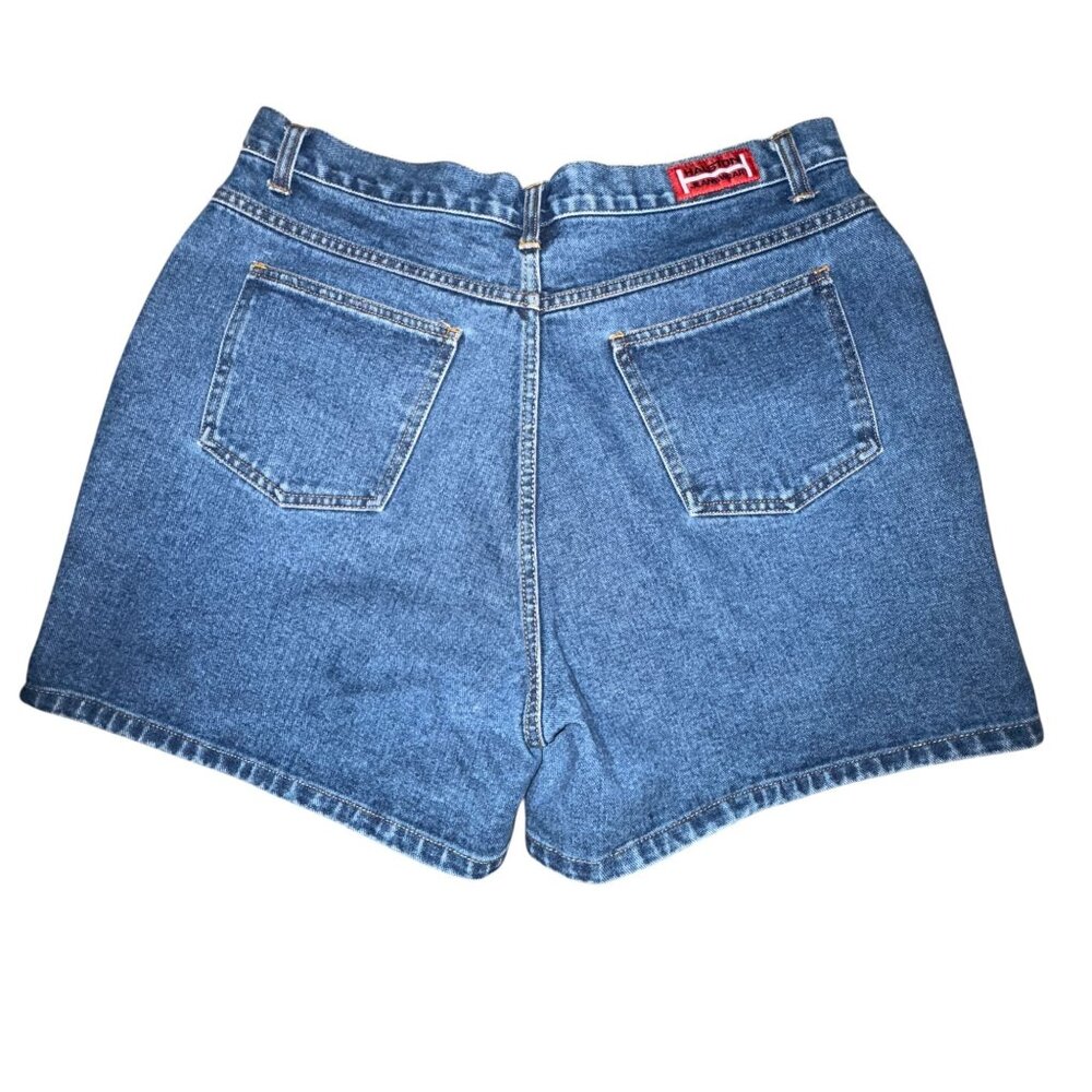 Vintage Halston Medium Wash Mom Shorts Womens 16 Retro Pockets Logo Blue - Picture 3 of 7